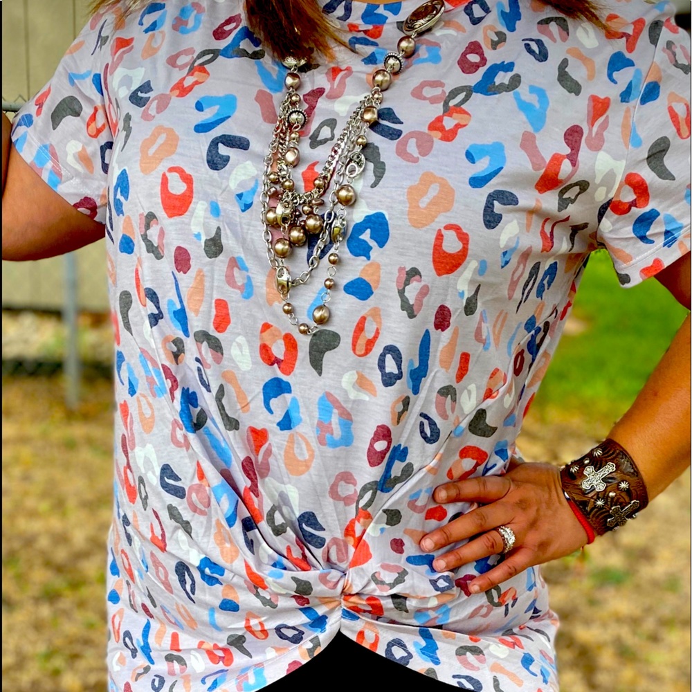 Multi-color leopard knot shirt